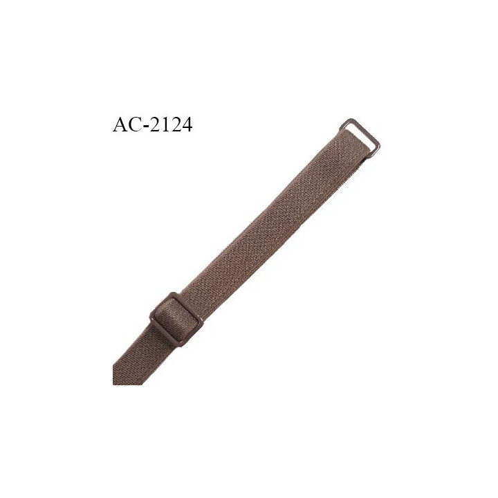 Bretelle lingerie SG 10 mm très haut de gamme avec 2 barrettes couleur marron glacé largeur 10 mm longueur 36 cm prix à la pièce