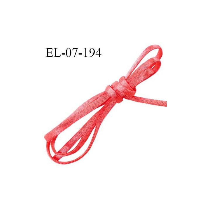 Elastique 7 mm lingerie haut de gamme fabriqué en France couleur rose corail ou papaye satiné prix au mètre