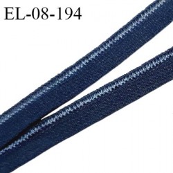 Elastique 8 mm lingerie haut de gamme couleur bleu avec liseré brillant doux au toucher largeur 8 mm prix au mètre