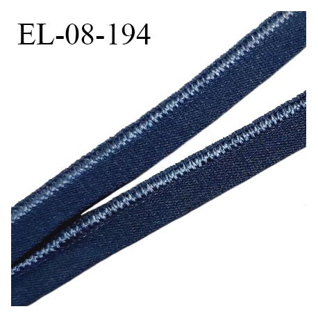 Elastique 8 mm lingerie haut de gamme couleur bleu avec liseré brillant doux au toucher largeur 8 mm prix au mètre