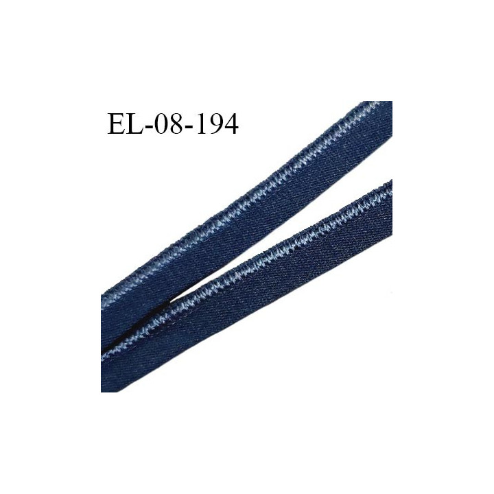 Elastique 8 mm lingerie haut de gamme couleur bleu avec liseré brillant doux au toucher largeur 8 mm prix au mètre