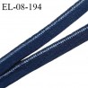 Elastique 8 mm lingerie haut de gamme couleur bleu avec liseré brillant doux au toucher largeur 8 mm prix au mètre
