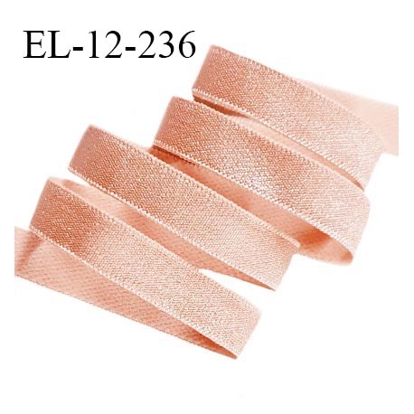 Elastique lingerie 12 mm haut de gamme élastique souple couleur vieux rose brillant allongement +90% largeur 12 mm prix au mètre