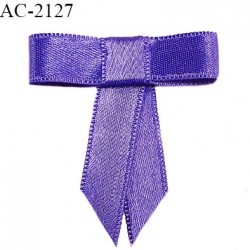 Noeud lingerie satin haut de gamme couleur violet iris haut de gamme largeur 40mm hauteur 45 mm prix à l'unité