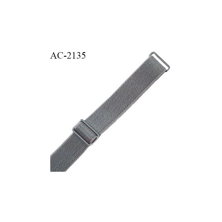 Bretelle lingerie SG 12 mm très haut de gamme avec 2 barrettes couleur gris largeur 12 mm longueur 20 cm prix à la pièce