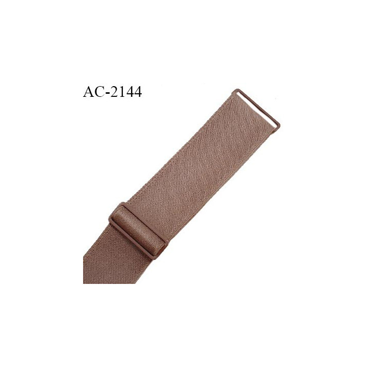 Bretelle lingerie SG 24 mm très haut de gamme avec 2 barrettes couleur marron glacé largeur 24 mm longueur 35 cm prix à la pièce