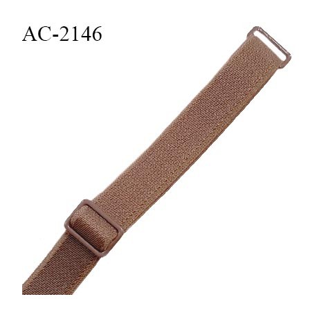 Bretelle lingerie SG 12 mm très haut de gamme avec 2 barrettes couleur marron glacé largeur 12 mm longueur 35 cm prix à la pièce