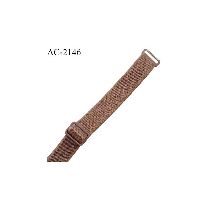 Bretelle lingerie SG 12 mm très haut de gamme avec 2 barrettes couleur marron glacé largeur 12 mm longueur 35 cm prix à la pièce