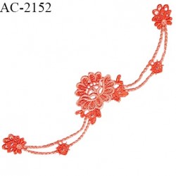 Guipure décor ornement spécial lingerie haut de gamme motif à coudre couleur corail hauteur 4 cm largeur 19 cm prix à la pièce