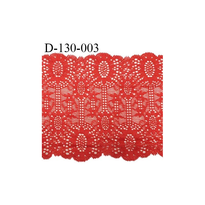 Dentelle lycra extensible couleur rouge fraise largeur 13 cm prix au mètre