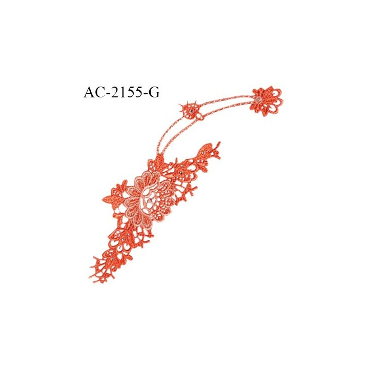 Guipure décor ornement spécial lingerie haut de gamme motif à coudre couleur corail prix à la pièce