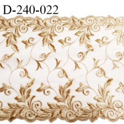 Dentelle broderie 24 cm très haut de gamme légèrement extensible largeur 24 cm couleur caramel très belle prix pour un mètre