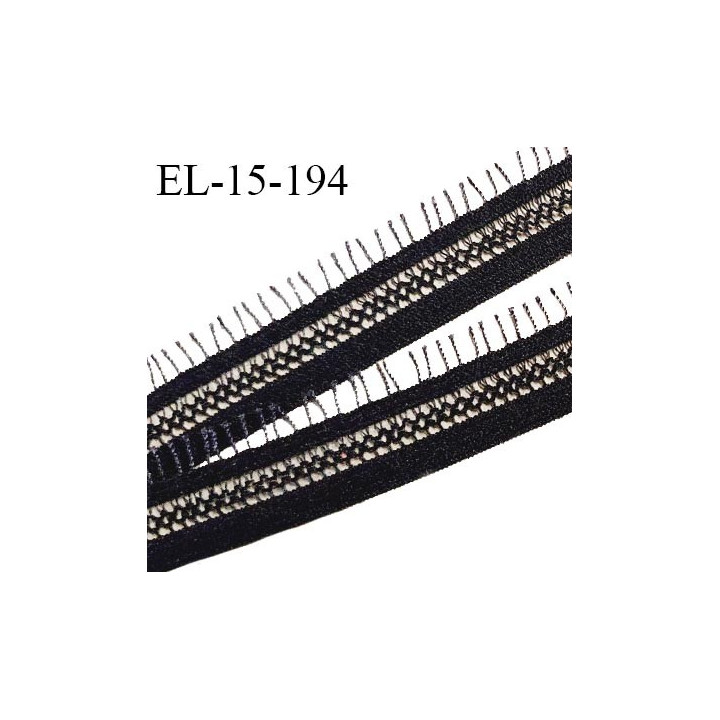 Elastique picot ajouré fin 15 mm couleur noir largeur 15 mm allongement +150% prix au mètre