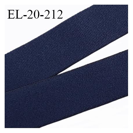 Elastique 20 mm lingerie haut de gamme couleur bleu marine allongement +140% très doux au toucher largeur 20 mm prix au mètre