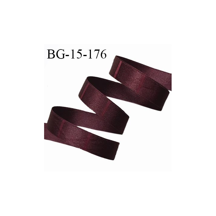 Galon ruban 15 mm haut de gamme couleur aubergine satiné fabriqué en France largeur 15 mm prix au mètre