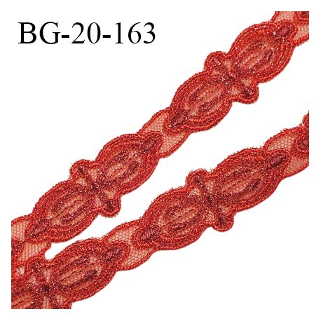 Galon dentelle ruban guipure 20 mm couleur rouge largeur 20 mm prix au mètre