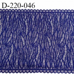 Dentelle 22 cm lycra brodée très haut de gamme largeur 22 centimètres couleur bleu très belle prix au mètre