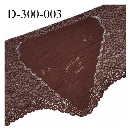 Tissu dentelle 36 cm extensible haut de gamme couleur marron terre de sienne largeur 36 cm prix pour 1 laize de 110 cm