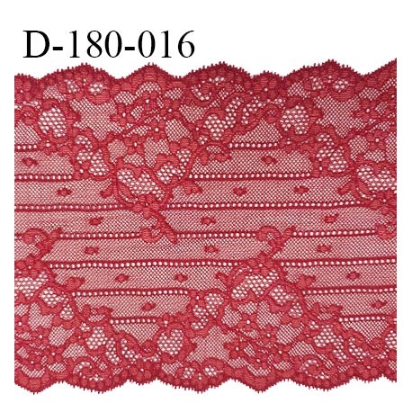 Dentelle broderie haut de gamme extensible couleur framboise largeur 18 cm prix au mètre