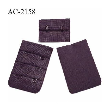 Agrafe 38 mm attache SG haut de gamme couleur aubergine 3 rangées 2 crochets largeur 38 mm hauteur 57 mm prix à l'unité