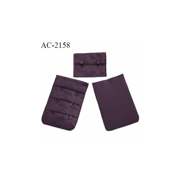 Agrafe 38 mm attache SG haut de gamme couleur aubergine 3 rangées 2 crochets largeur 38 mm hauteur 57 mm prix à l'unité