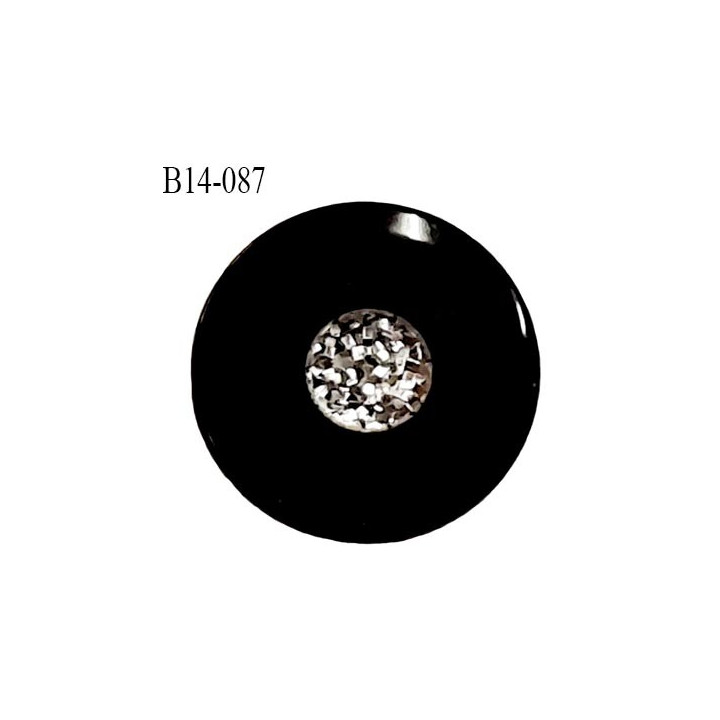 Bouton 14 mm en pvc couleur noir brillant avec strass diamètre 14 mm épaisseur 2.5 mm accroche avec un anneau prix à la pièce