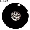 Bouton 14 mm en pvc couleur noir brillant avec strass diamètre 14 mm épaisseur 2.5 mm accroche avec un anneau prix à la pièce