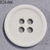 Bouton 28 mm en pvc couleur écru coquille d'oeuf brillant 4 trous diamètre 28 mm épaisseur 4 mm prix à la pièce