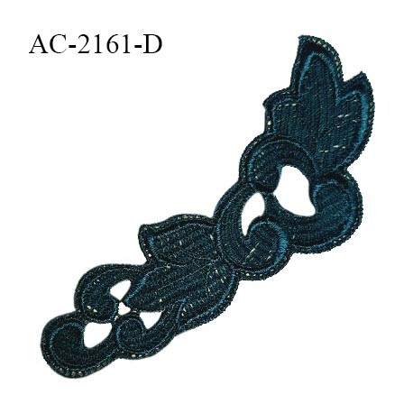 Guipure décor ornement spécial lingerie haut de gamme motif à coudre couleur vert bleu longueur 10 cm largeur 2.5 cm