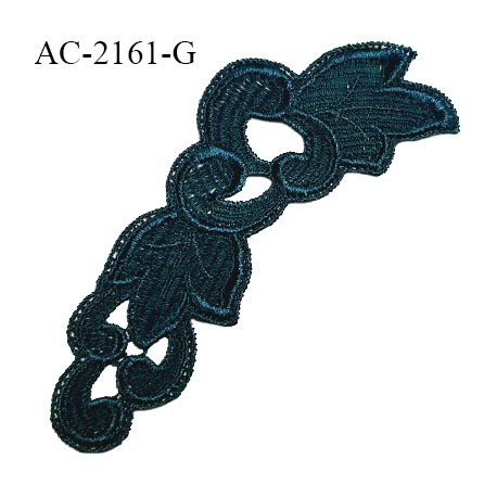 Guipure décor ornement spécial lingerie haut de gamme motif à coudre couleur vert bleu longueur 10 cm largeur 2.5 cm