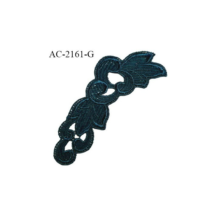 Guipure décor ornement spécial lingerie haut de gamme motif à coudre couleur vert bleu longueur 10 cm largeur 2.5 cm