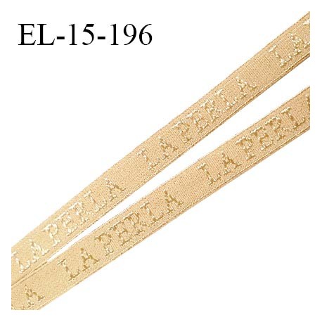 Elastique 15 mm lingerie haut de gamme inscription La Perla couleur beige largeur 15 mm fabriqué en France prix au mètre