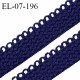Elastique lingerie 7 mm + 2 mm picots couleur bleu heroine grande marque fabriqué en France largeur 7 mm + 2 prix au mètre