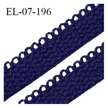 Elastique lingerie 7 mm + 2 mm picots couleur bleu heroine grande marque fabriqué en France largeur 7 mm + 2 prix au mètre