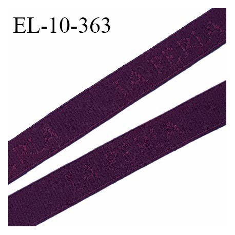 Elastique lingerie 10 mm très haut de gamme élastique souple couleur aubergine inscription La Perla largeur 10 mm prix au mètre