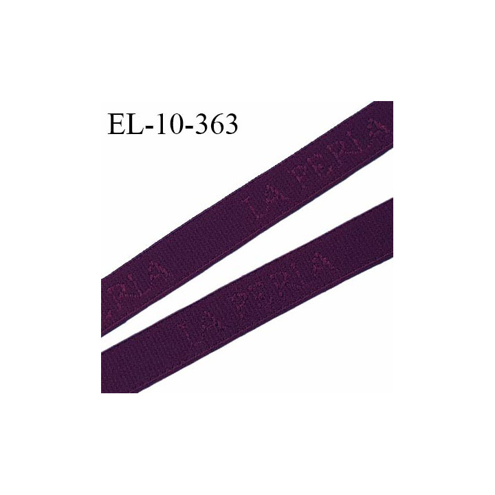 Elastique lingerie 10 mm très haut de gamme élastique souple couleur aubergine inscription La Perla largeur 10 mm prix au mètre