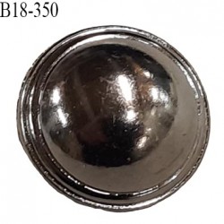 Bouton 18 mm en pvc façon acier brillant acroche avec un anneau diamètre 18 mm