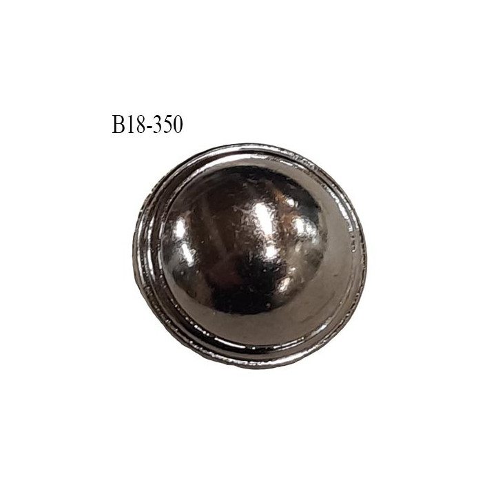 Bouton 18 mm en pvc façon acier brillant acroche avec un anneau diamètre 18 mm