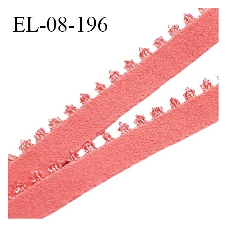 Elastique picot 8 mm haut de gamme couleur rose corail largeur 8 mm allongement +140% prix au mètre