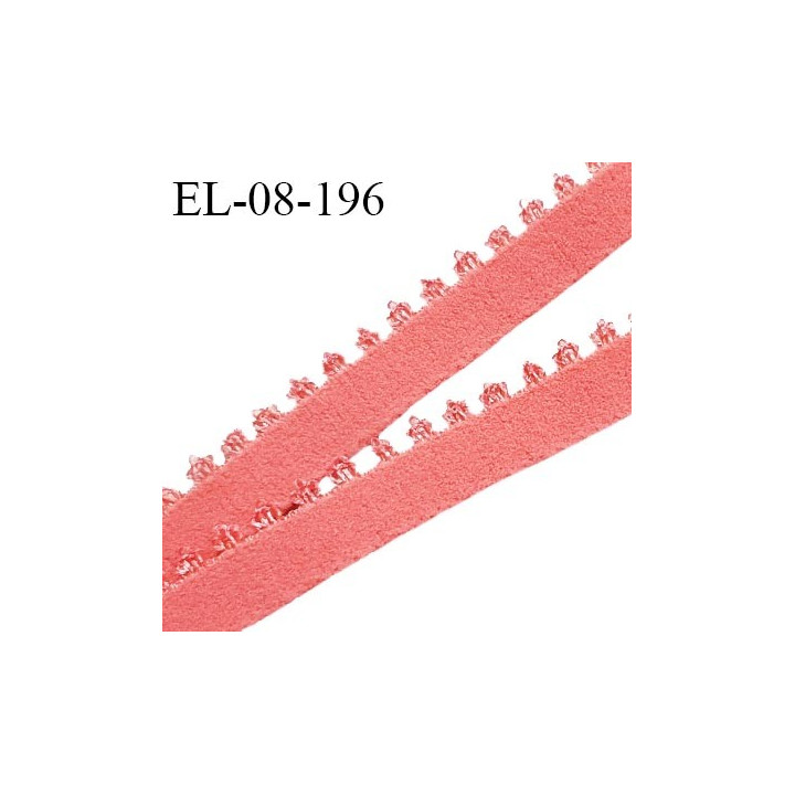 Elastique picot 8 mm haut de gamme couleur rose corail largeur 8 mm allongement +140% prix au mètre