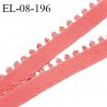 Elastique picot 8 mm haut de gamme couleur rose corail largeur 8 mm allongement +140% prix au mètre