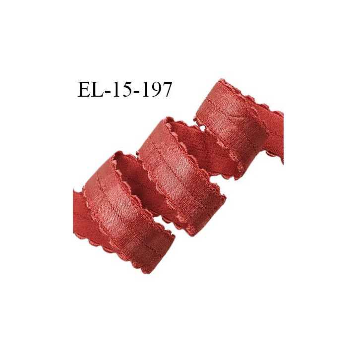 Elastique picot lingerie 15 mm lingerie couleur cuivre brillant largeur 15 mm allongement +90% prix au mètre