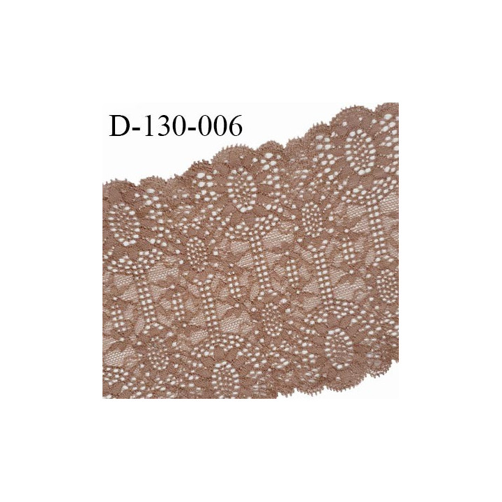 Dentelle lycra extensible couleur marron glacé largeur 13 cm prix au mètre