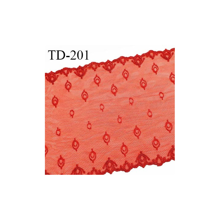 Dentelle brodée 21 cm haut de gamme couleur rouge largeur 21 cm prix pour un mètre