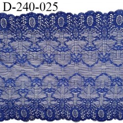 Tissu dentelle 23 cm extensible haut de gamme largeur 23 cm couleur bleu royal prix pour 1 mètre