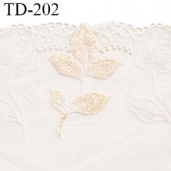 Dentelle brodée 32 cm haut de gamme couleur naturel et corail clair largeur 32 cm prix pour un mètre