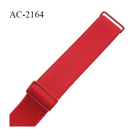 Bretelle lingerie SG 18 mm très haut de gamme avec 2 barrettes couleur rouge coquelicot prix à la pièce