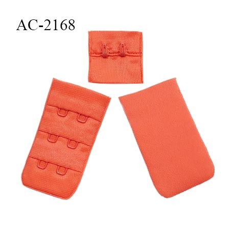 Agrafe 30 mm attache SG haut de gamme couleur orange corail ou clémentine 3 rangées 2 crochets prix au mètre