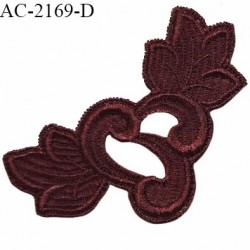 Guipure décor ornement spécial lingerie haut de gamme motif à coudre couleur prune tirant sur le marron