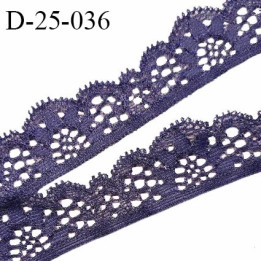 Dentelle extensible  25 mm haut de gamme couleur bleu  très doux au toucher fabriqué en France prix au mètre